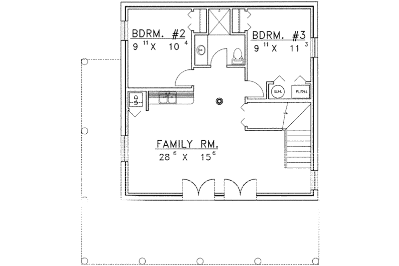 Home Plan - Floor Plan - Lower Floor for Log House Plan #117-412 - 3 bed, 2.5 bath