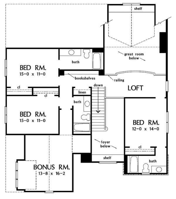 House Plan Design - Craftsman Floor Plan - Upper Floor Plan #929-804