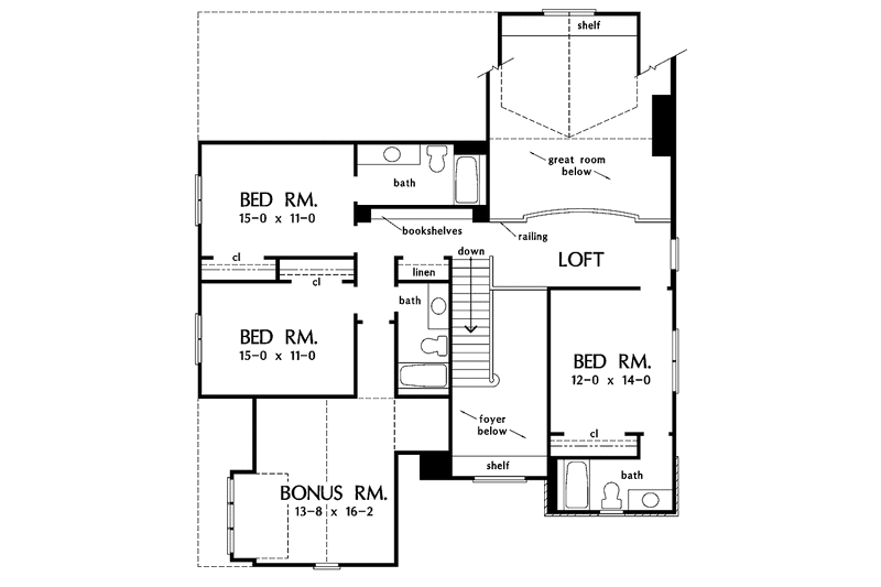 Home Plan - Floor Plan - Upper Floor for Craftsman House Plan #929-804 - 4 bed, 4.5 bath