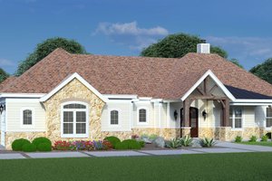 Ranch Exterior - Front Elevation Plan #932-1115