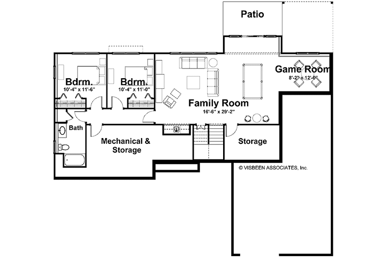 Home Plan - Floor Plan - Lower Floor for Craftsman House Plan #928-125 - 2 bed, 2.5 bath