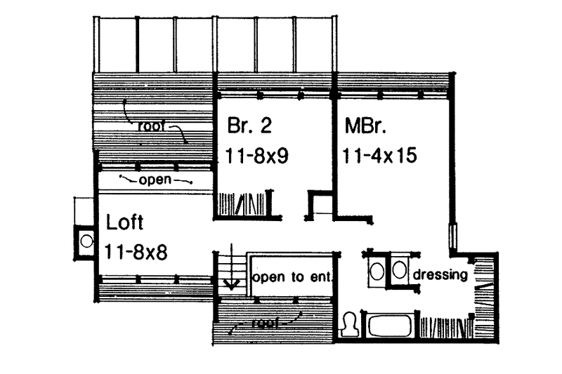 Home Plan - Floor Plan - Upper Floor for Contemporary House Plan #320-1158 - 2 bed, 1.5 bath