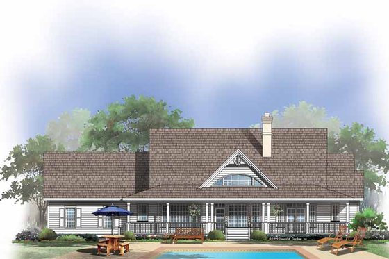 Exterior - Rear Elevation for Country House Plan #929-432 - 4 bed, 4 bath