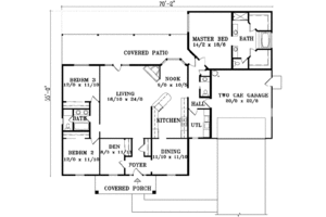 Floor Plan - Main Floor for Traditional House Plan #1-1453 - 3 bed, 2.5 bath