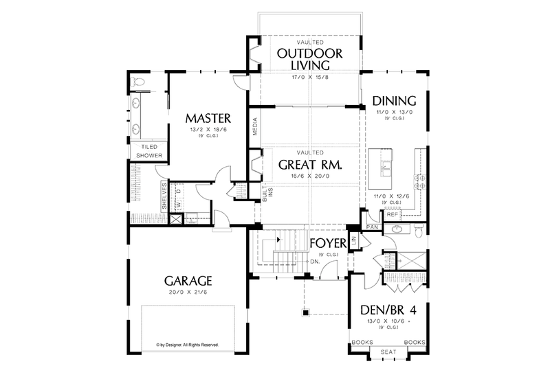 Architectural House Design - Floor Plan - Main Floor for Traditional House Plan #48-860 - 4 bed, 3 bath