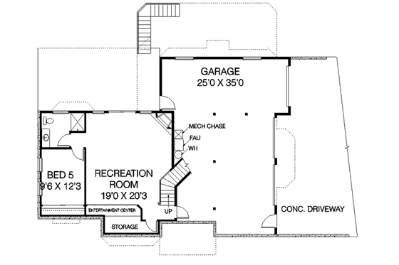 Floor Plan - Lower Floor for Traditional House Plan #60-438 - 5 bed, 3.5 bath
