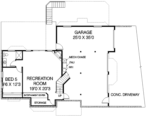 Traditional Floor Plan - Lower Floor Plan #60-438