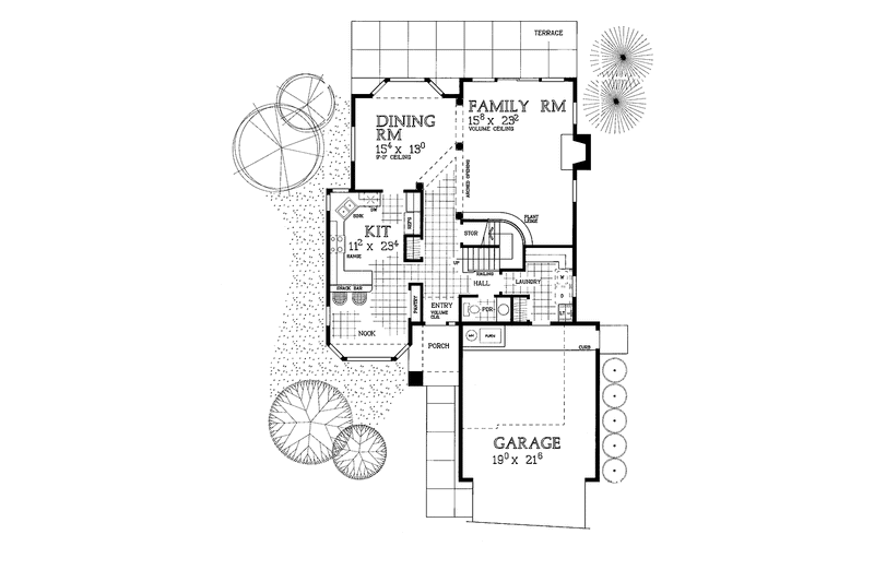 House Design - Floor Plan - Main Floor for Traditional House Plan #72-964 - 3 bed, 2.5 bath