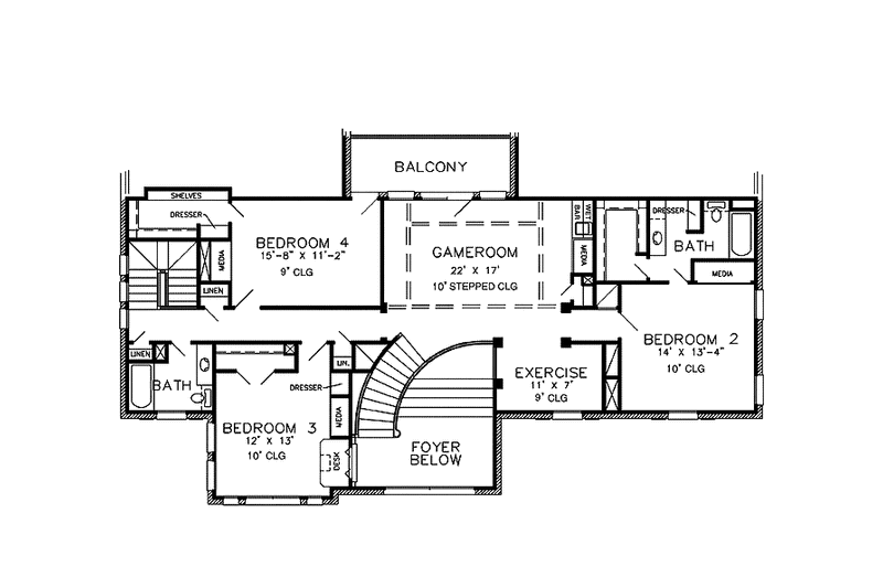 Home Plan - Floor Plan - Upper Floor for European House Plan #968-41 - 4 bed, 4.5 bath