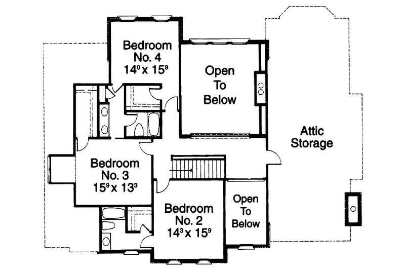 Home Plan - Floor Plan - Upper Floor for Colonial House Plan #429-211 - 4 bed, 2.5 bath