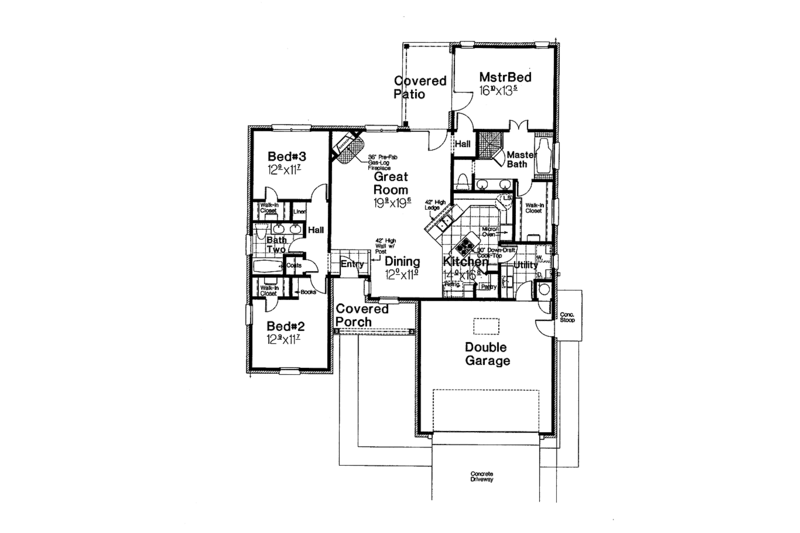 Dream House Plan - Floor Plan - Main Floor for Traditional House Plan #310-1203 - 3 bed, 2 bath
