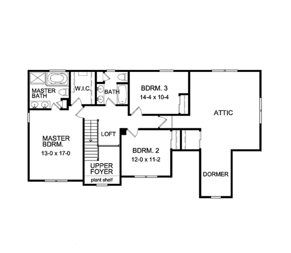 Architectural House Design - Colonial Floor Plan - Upper Floor Plan #1010-8