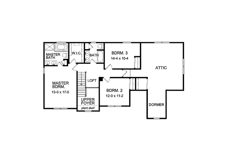 Dream House Plan - Floor Plan - Upper Floor for Colonial House Plan #1010-8 - 3 bed, 2.5 bath