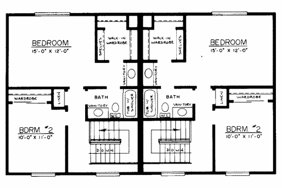 Floor Plan - Upper Floor for Traditional House Plan #303-195 - 2 bed, 1.5 bath