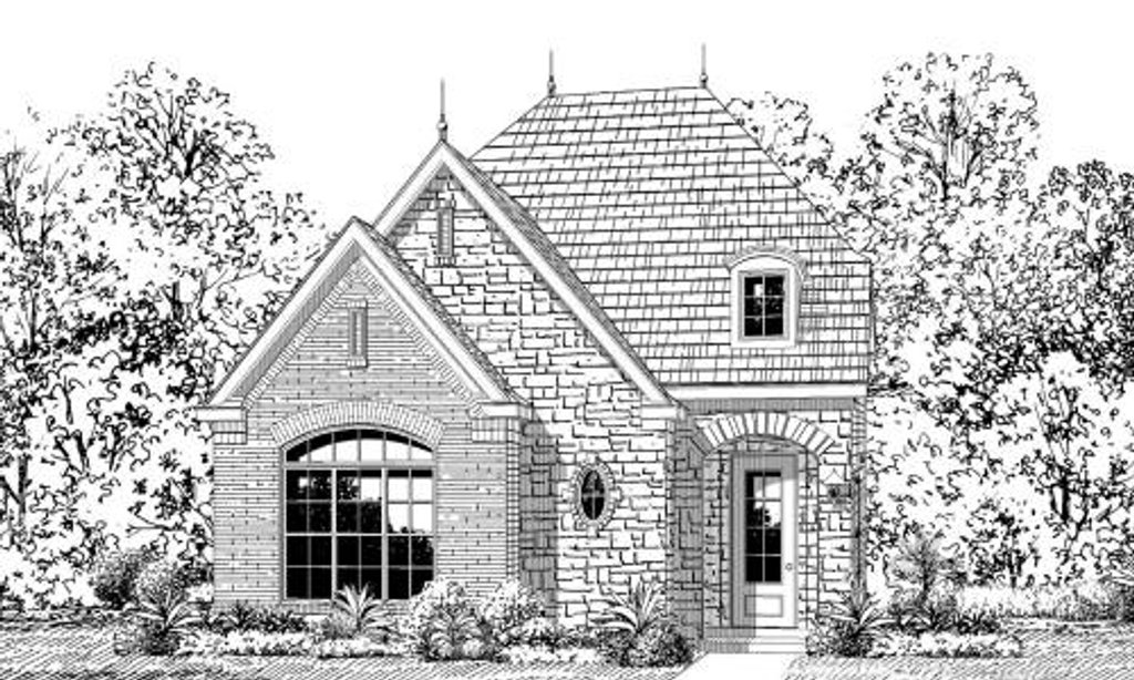 Exterior - Front Elevation 2 for European House Plan #424-151 - 3 bed, 2.5 bath