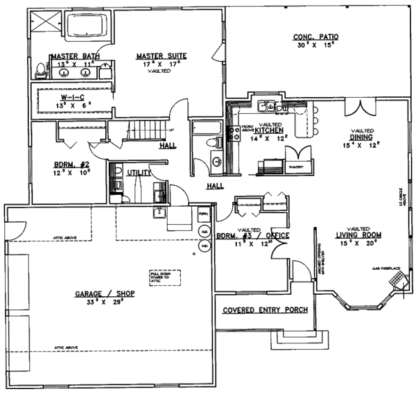 Home Plan - Ranch Floor Plan - Main Floor Plan #117-815