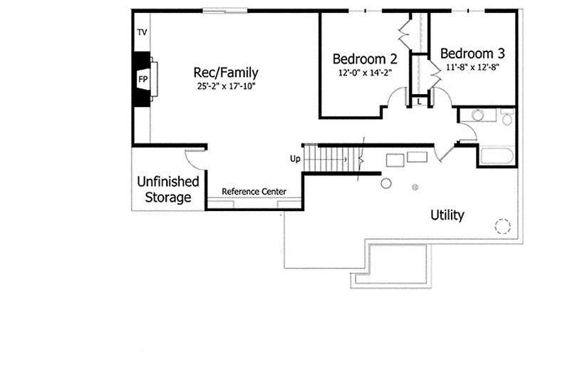 Dream House Plan - Floor Plan - Lower Floor for European House Plan #51-971 - 3 bed, 2.5 bath