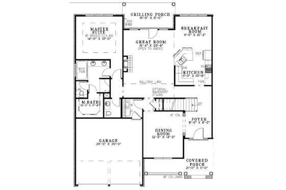 Floor Plan - Main Floor for Traditional House Plan #17-2854 - 8 bed, 4 bath