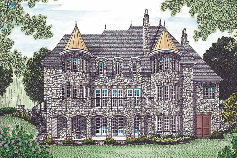 Home Plan - Exterior - Rear Elevation for European House Plan #453-454 - 5 bed, 5 bath