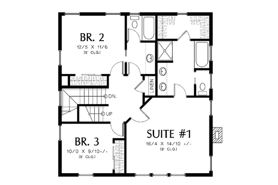 Floor Plan - Upper Floor for Country House Plan #48-874 - 3 bed, 3.5 bath