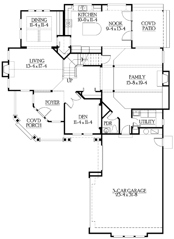 House Blueprint - Craftsman Floor Plan - Main Floor Plan #132-450