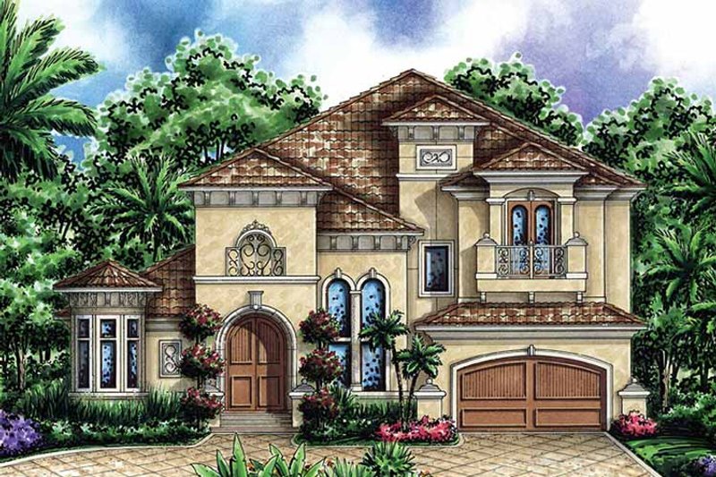 Home Plan - Exterior - Front Elevation 3 for Mediterranean House Plan #1017-32 - 4 bed, 3.5 bath