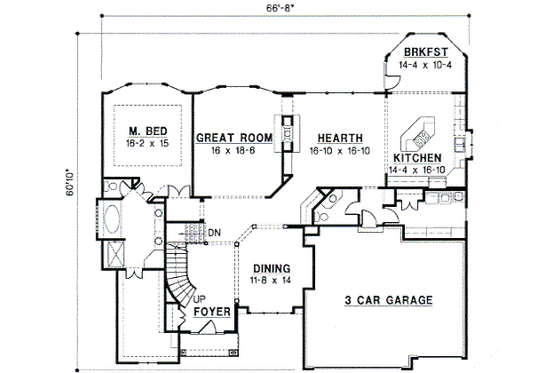 Floor Plan - Main Floor for European House Plan #67-459 - 4 bed, 3.5 bath
