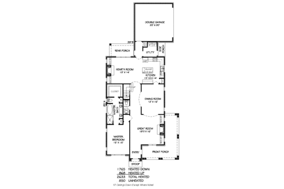 Floor Plan - Main Floor for Traditional House Plan #424-290 - 3 bed, 2.5 bath
