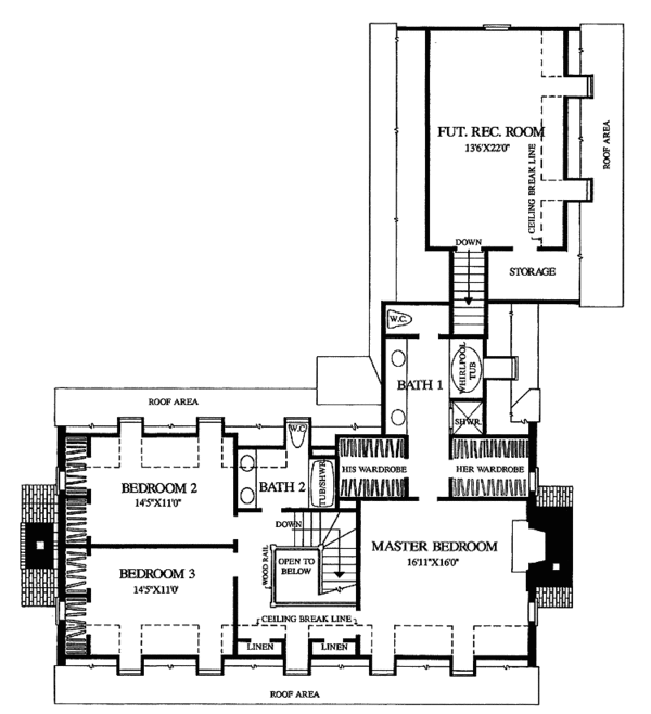Home Plan - Colonial Floor Plan - Upper Floor Plan #137-350