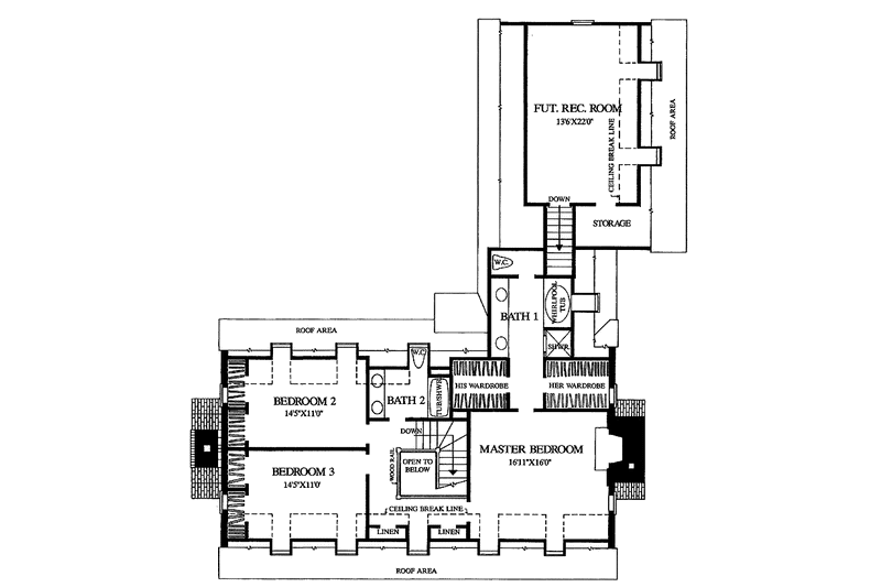 Home Plan - Floor Plan - Upper Floor for Colonial House Plan #137-350 - 3 bed, 2.5 bath