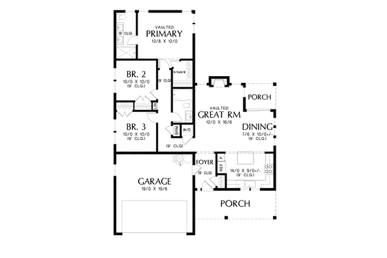 Floor Plan - Main Floor for Farmhouse House Plan #48-1031 - 3 bed, 2 bath