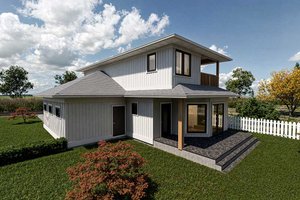 Exterior - Rear Elevation for Country House Plan #1101-46 - 2 bed, 2.5 bath