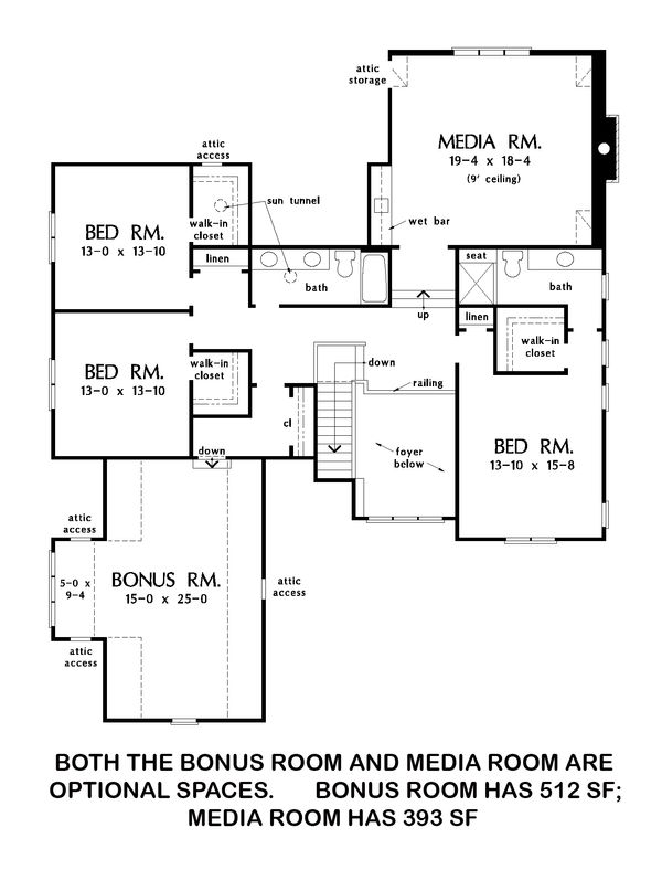 Farmhouse Floor Plan - Upper Floor Plan #929-1052