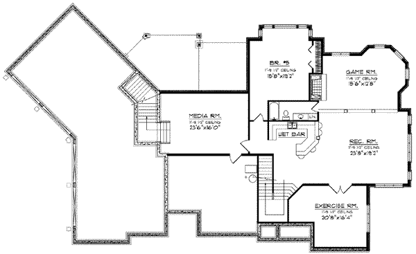 House Blueprint - European Floor Plan - Lower Floor Plan #70-639
