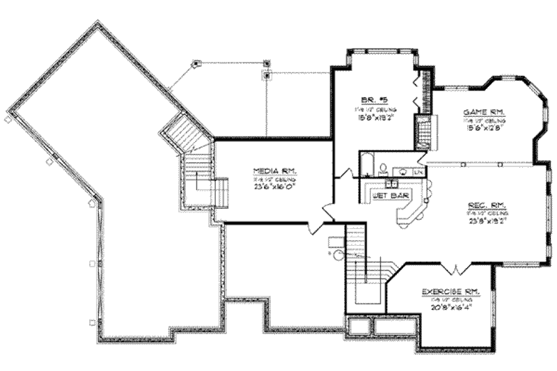 Home Plan - Floor Plan - Lower Floor for European House Plan #70-639 - 4 bed, 2.5 bath