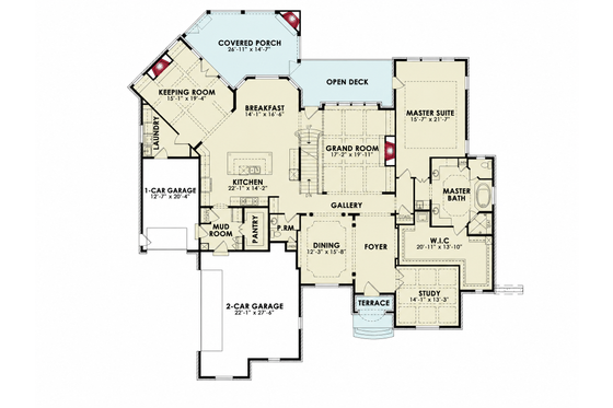 Floor Plan - Main Floor for European House Plan #54-718 - 5 bed, 5.5 bath
