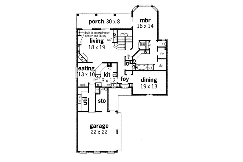 Dream House Plan - Floor Plan - Main Floor for European House Plan #45-158 - 4 bed, 3.5 bath