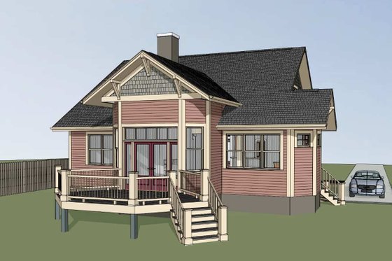 Exterior - Rear Elevation for Bungalow House Plan #79-356 - 3 bed, 2.5 bath
