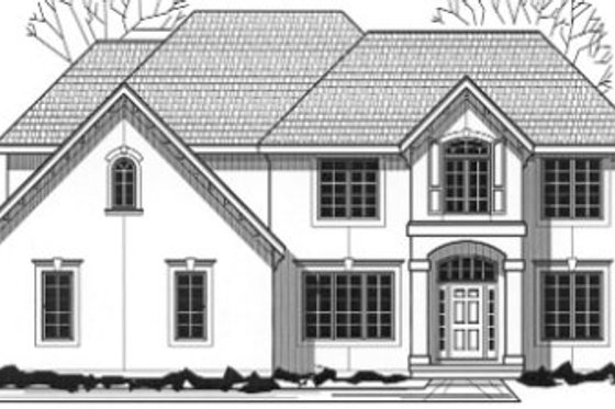 Exterior - Front Elevation for European House Plan #67-773 - 4 bed, 3 bath