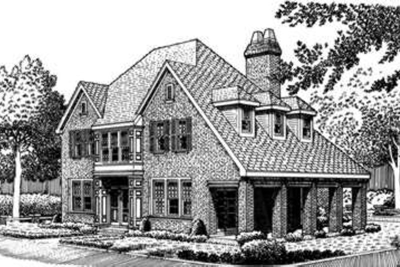 House Blueprint - European Exterior - Front Elevation Plan #410-371