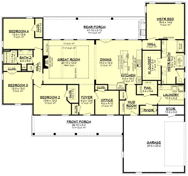 Architectural House Design - Farmhouse Floor Plan - Main Floor Plan #430-232