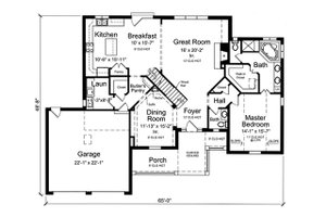 Floor Plan - Main Floor for Traditional House Plan #46-869 - 4 bed, 3.5 bath