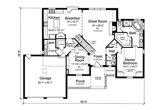 Floor Plan - Main Floor for Traditional House Plan #46-869 - 4 bed, 3.5 bath