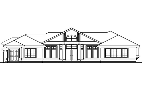 Exterior - Rear Elevation for Ranch House Plan #124-501 - 3 bed, 2.5 bath