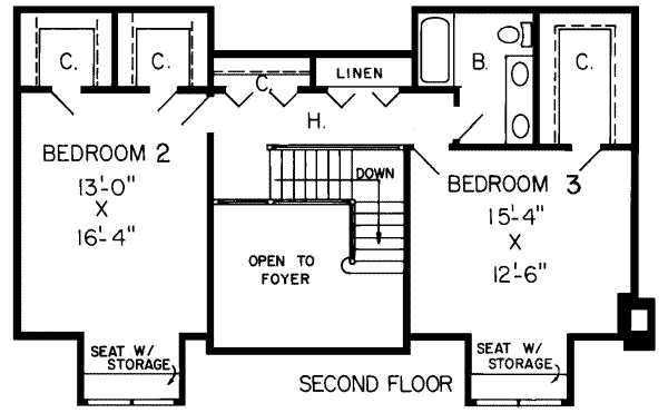 Traditional Floor Plan - Upper Floor Plan #312-227