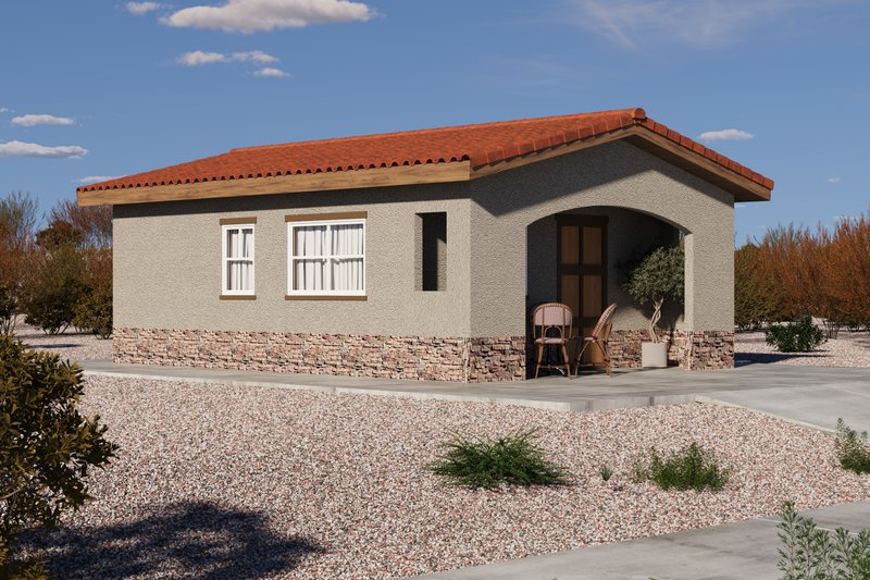 House Blueprint - Exterior - Front Elevation 4 for Mediterranean House Plan #1106-71, 1 bath