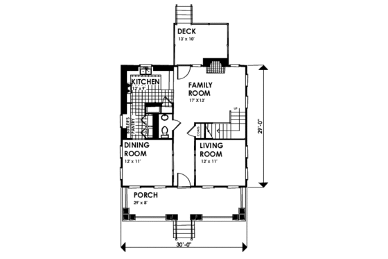Floor Plan - Main Floor for Cottage House Plan #30-101 - 3 bed, 2.5 bath