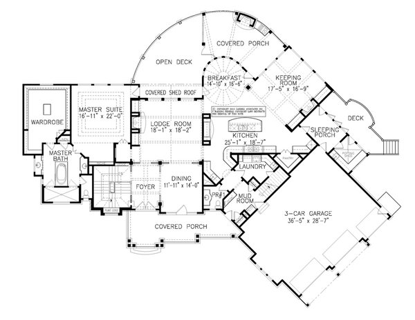 House Blueprint - Craftsman Floor Plan - Main Floor Plan #54-514