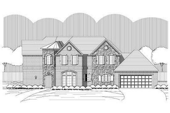 Exterior - Front Elevation for European House Plan #411-756 - 4 bed, 3.5 bath