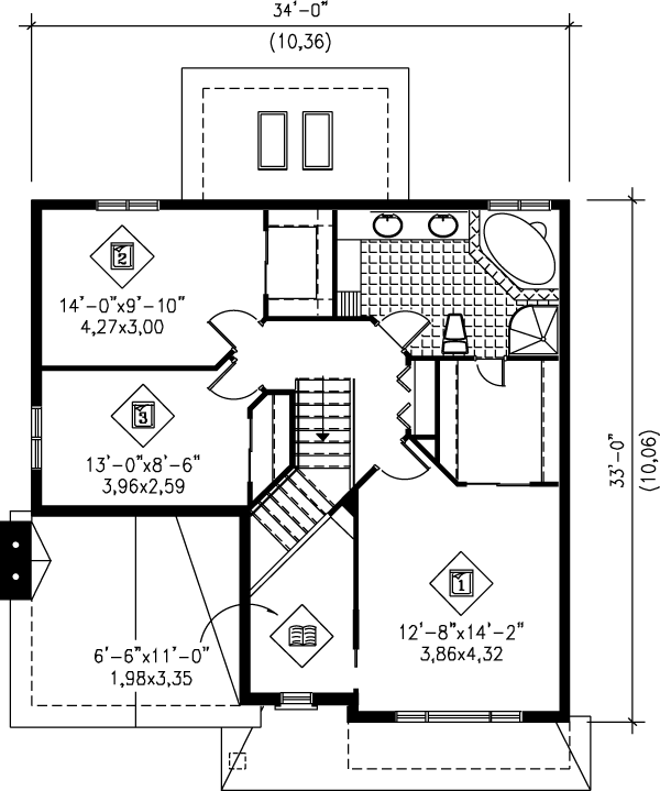 Traditional Floor Plan - Upper Floor Plan #25-2010